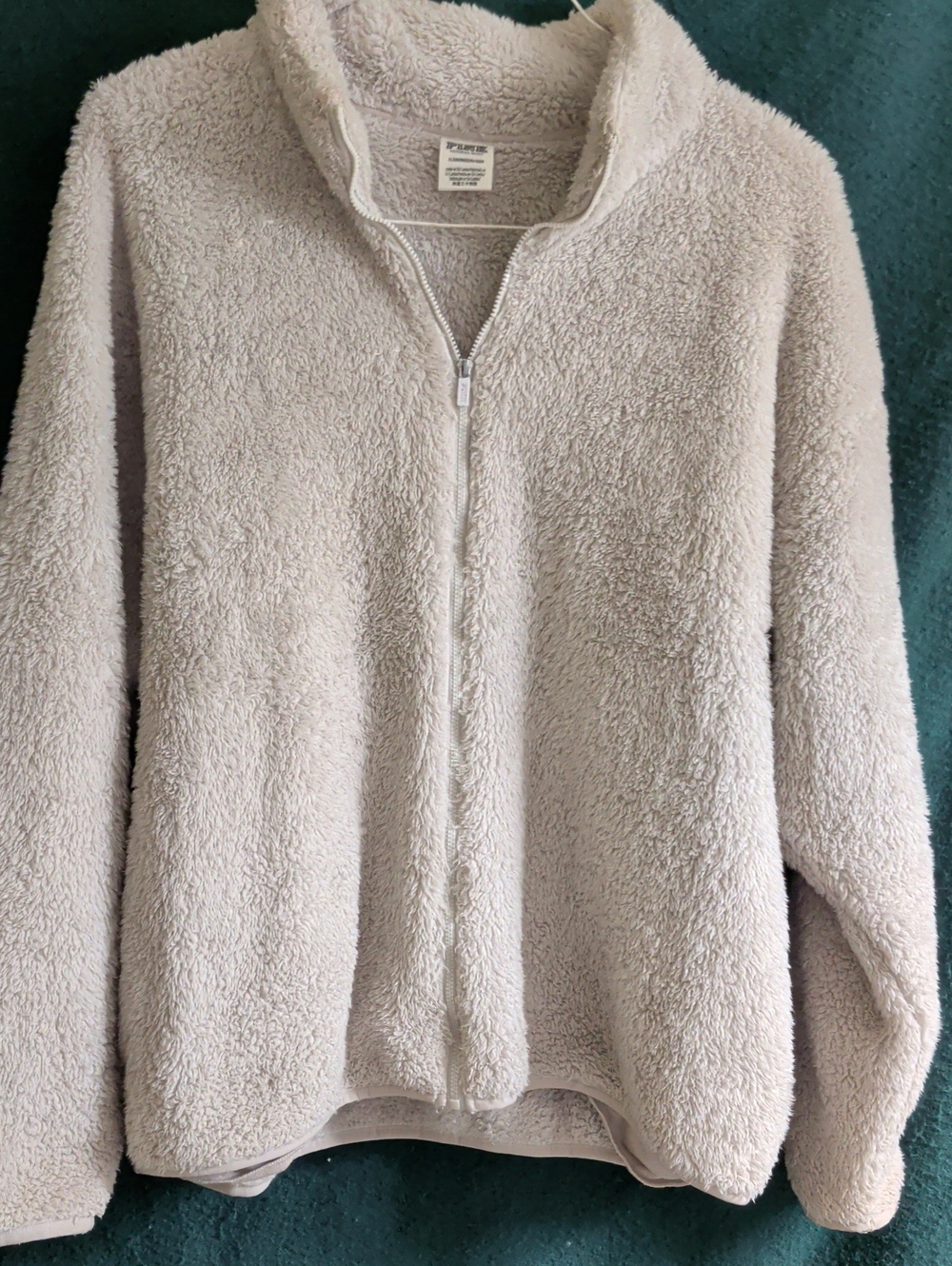 PINK Victoria's Secret Plush Full-Zip Teddy Jacket in Light Taupe